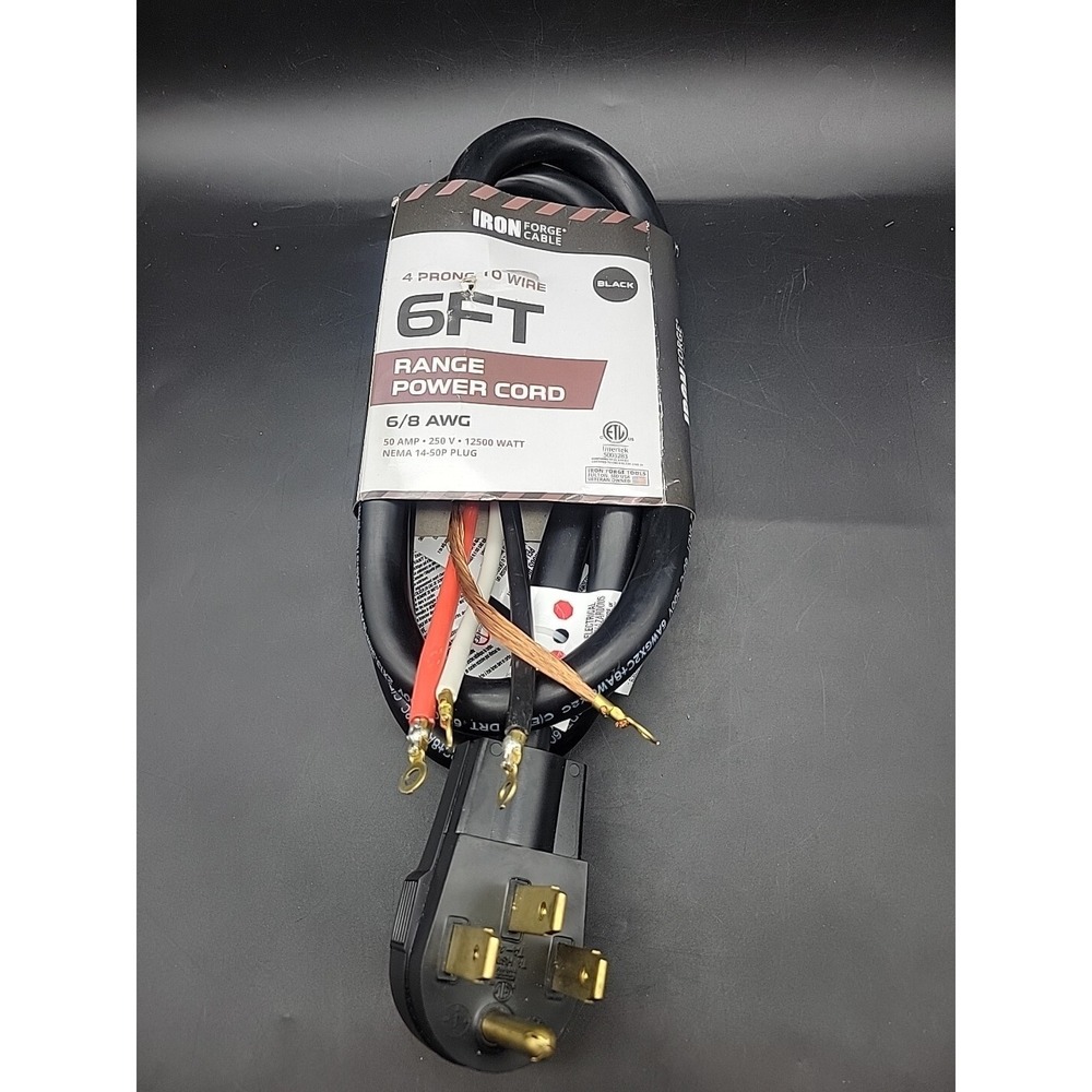 4 Prong Range Cord 6 Ft - 50 Amp Extension Cord 6 Foot, NEMA 14-50 Plug, 6/8 Ran